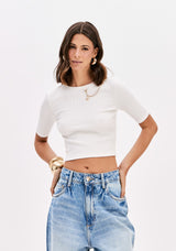 LP White Ribed Cropped Blouse