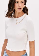 LP White Ribed Cropped Blouse