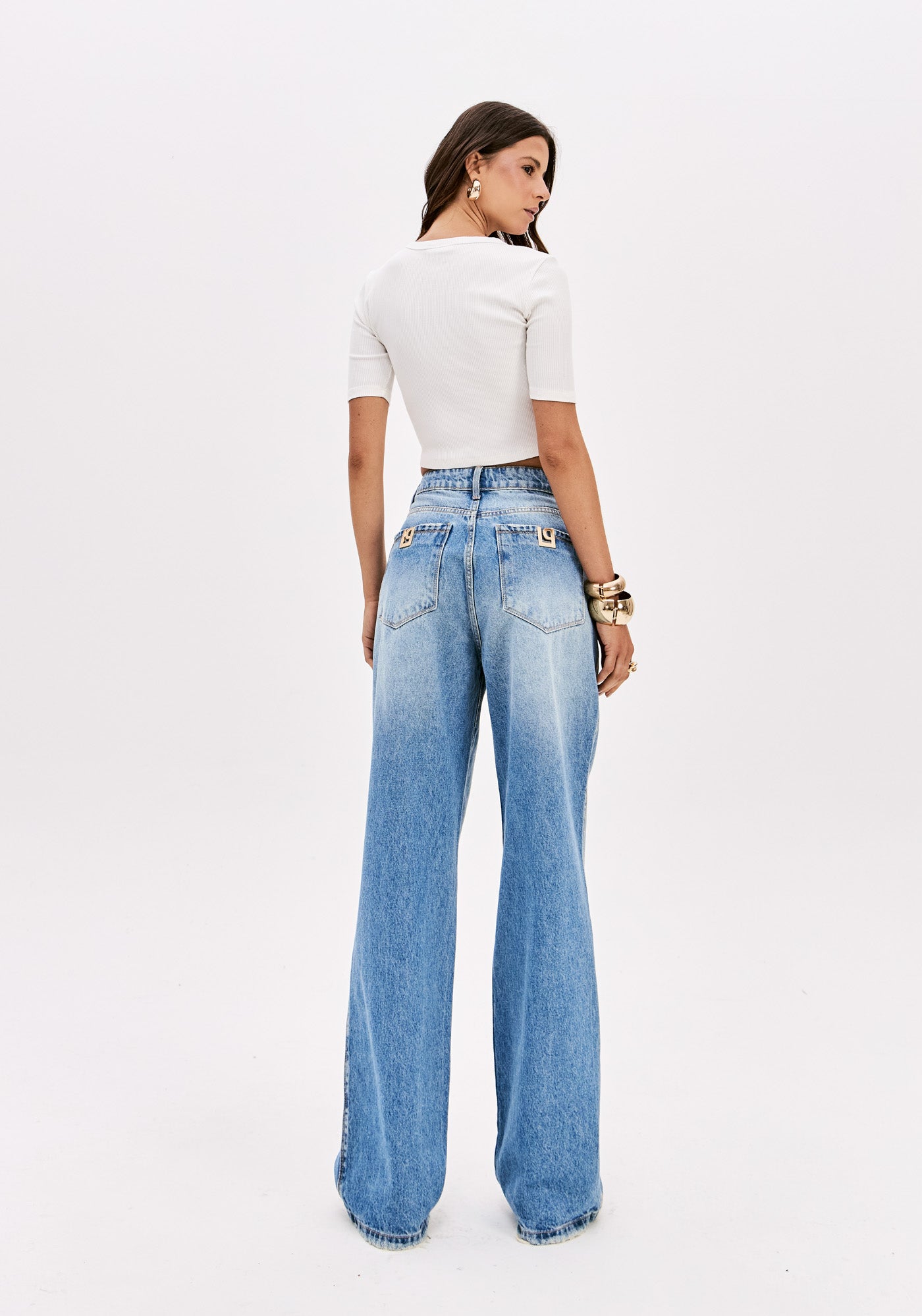 LP White Ribed Cropped Blouse