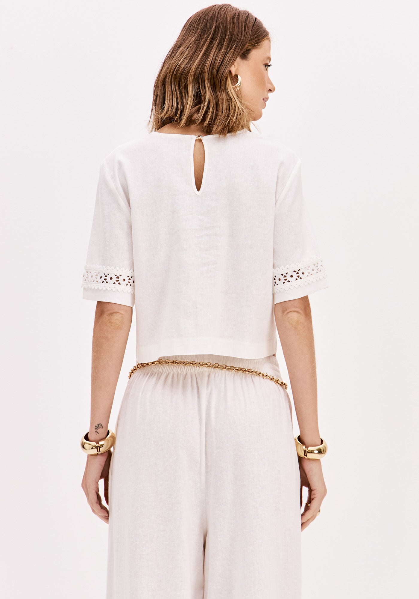 LP White Short Sleeve Blouse
