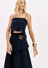LP Dark Blue Backless Blouse