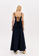 LP Dark Blue Backless Blouse