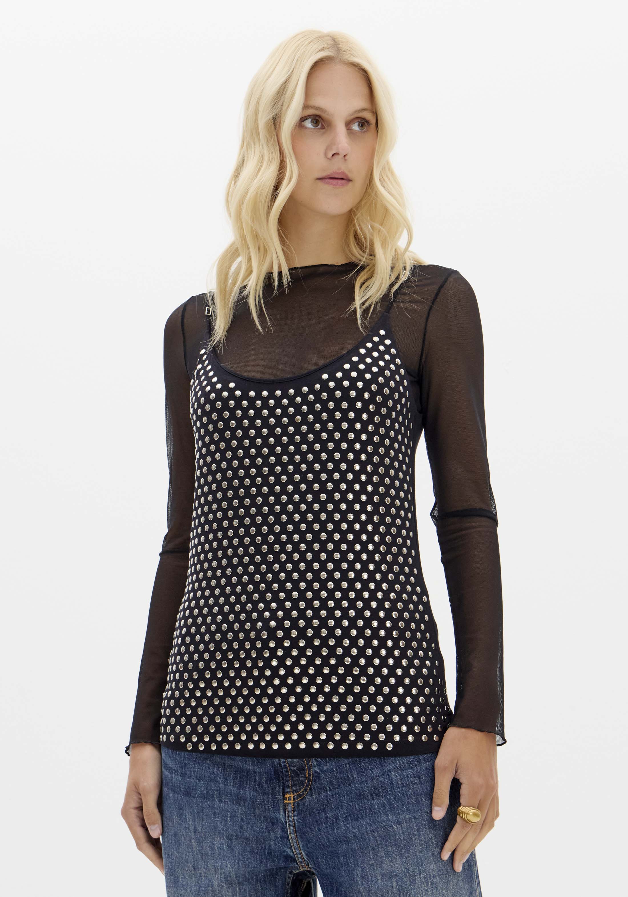 LP Black Blouse with Silver Studs