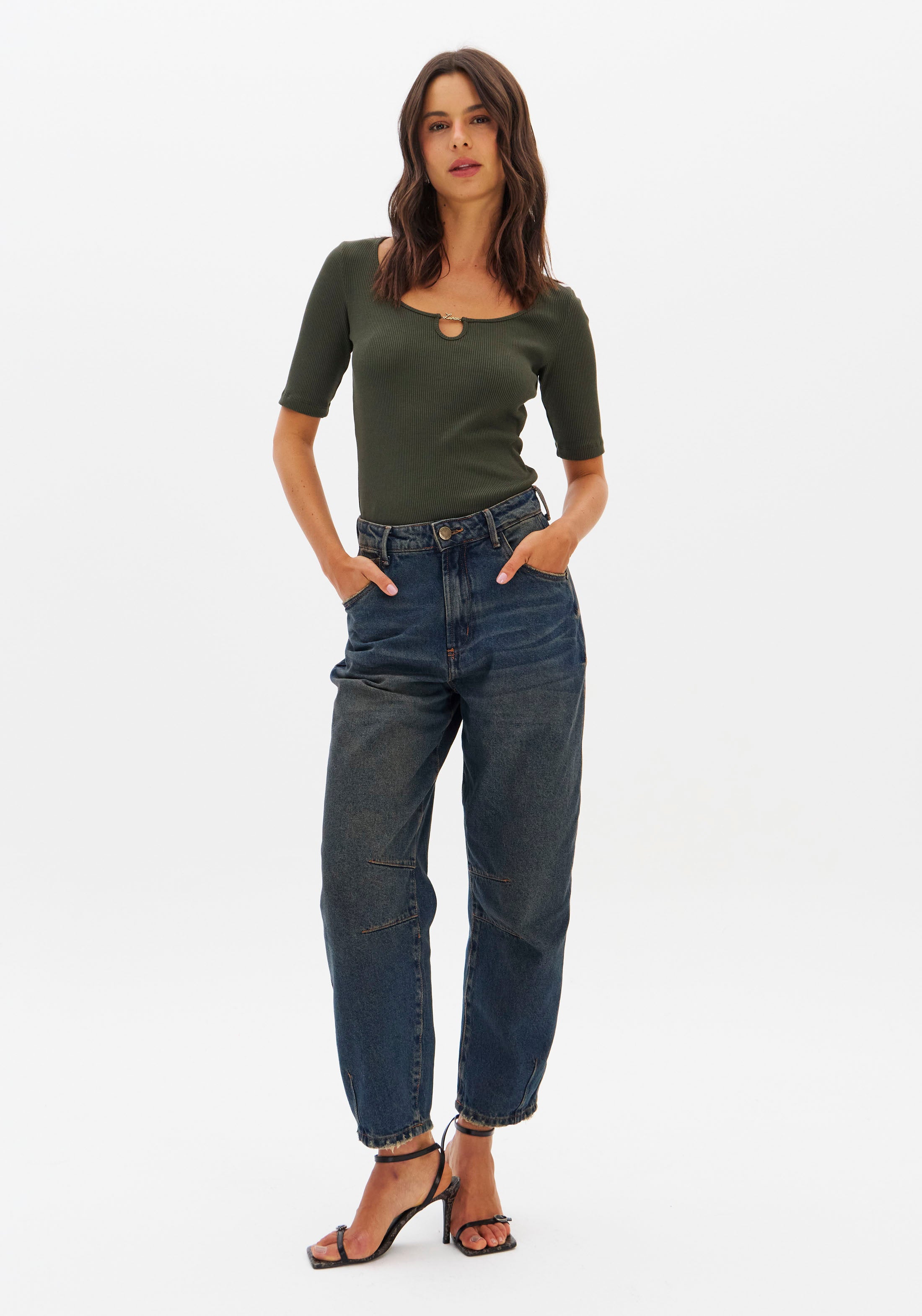 LP  Ribbed Blouse With Short Sleeve