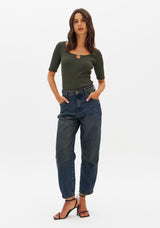 LP  Ribbed Blouse With Short Sleeve