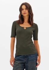 LP  Ribbed Blouse With Short Sleeve