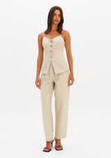 LP Light Beige Blouse With Gold Buttons