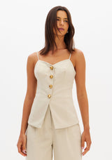 LP Light Beige Blouse With Gold Buttons