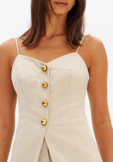 LP Light Beige Blouse With Gold Buttons