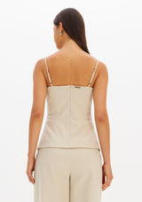 LP Light Beige Blouse With Gold Buttons