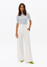 LP White Blouse With Light Blue Stripes