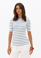 LP White Blouse With Light Blue Stripes