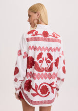 AM Printed Long Sleeve Shirt with Neck Tie