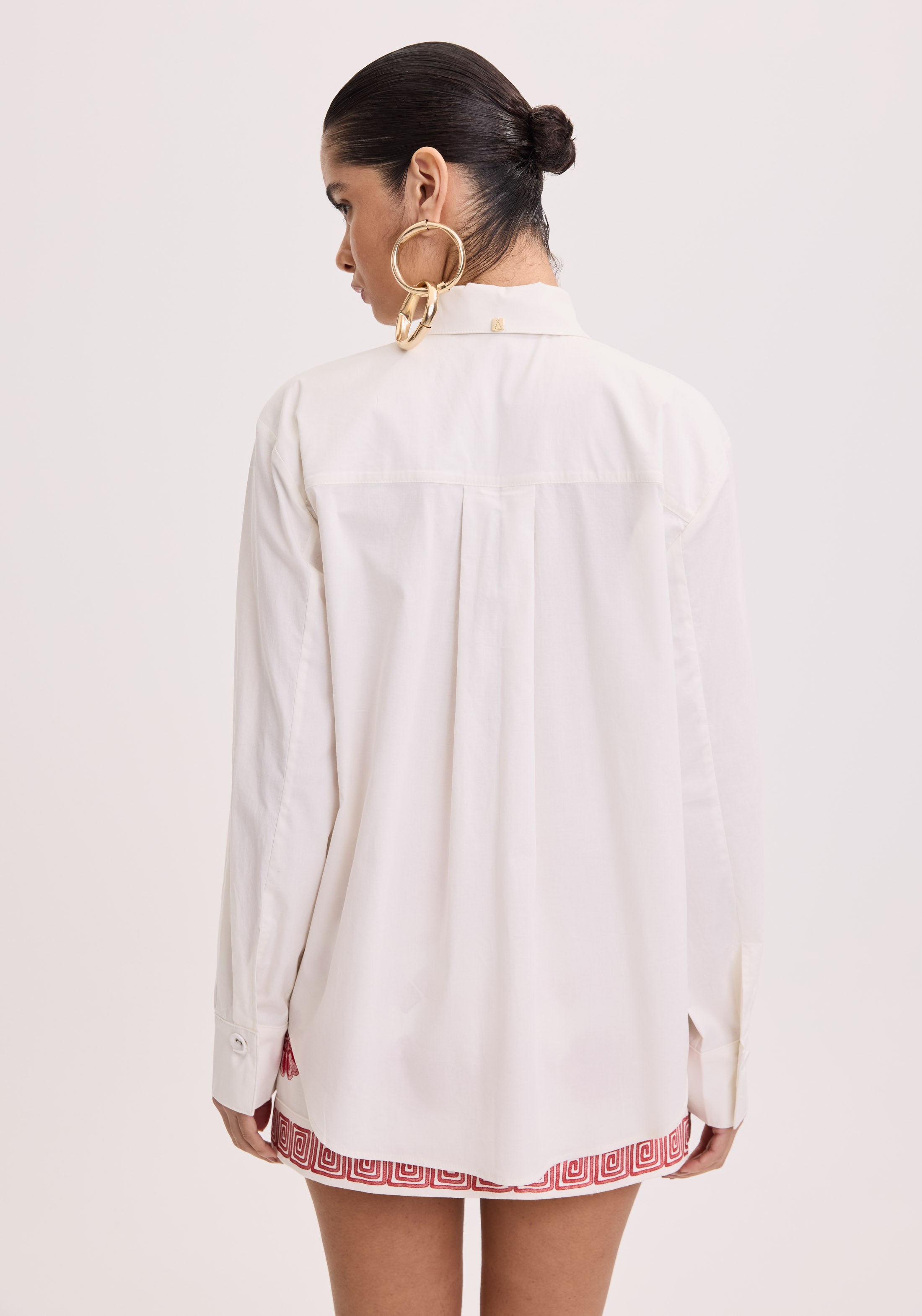 AM Long White Shirt with Embroidery A