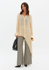 LP Light Beige Asymmetrical Chiffon Shirt