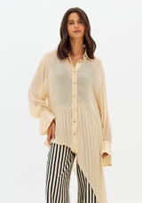 LP Light Beige Asymmetrical Chiffon Shirt