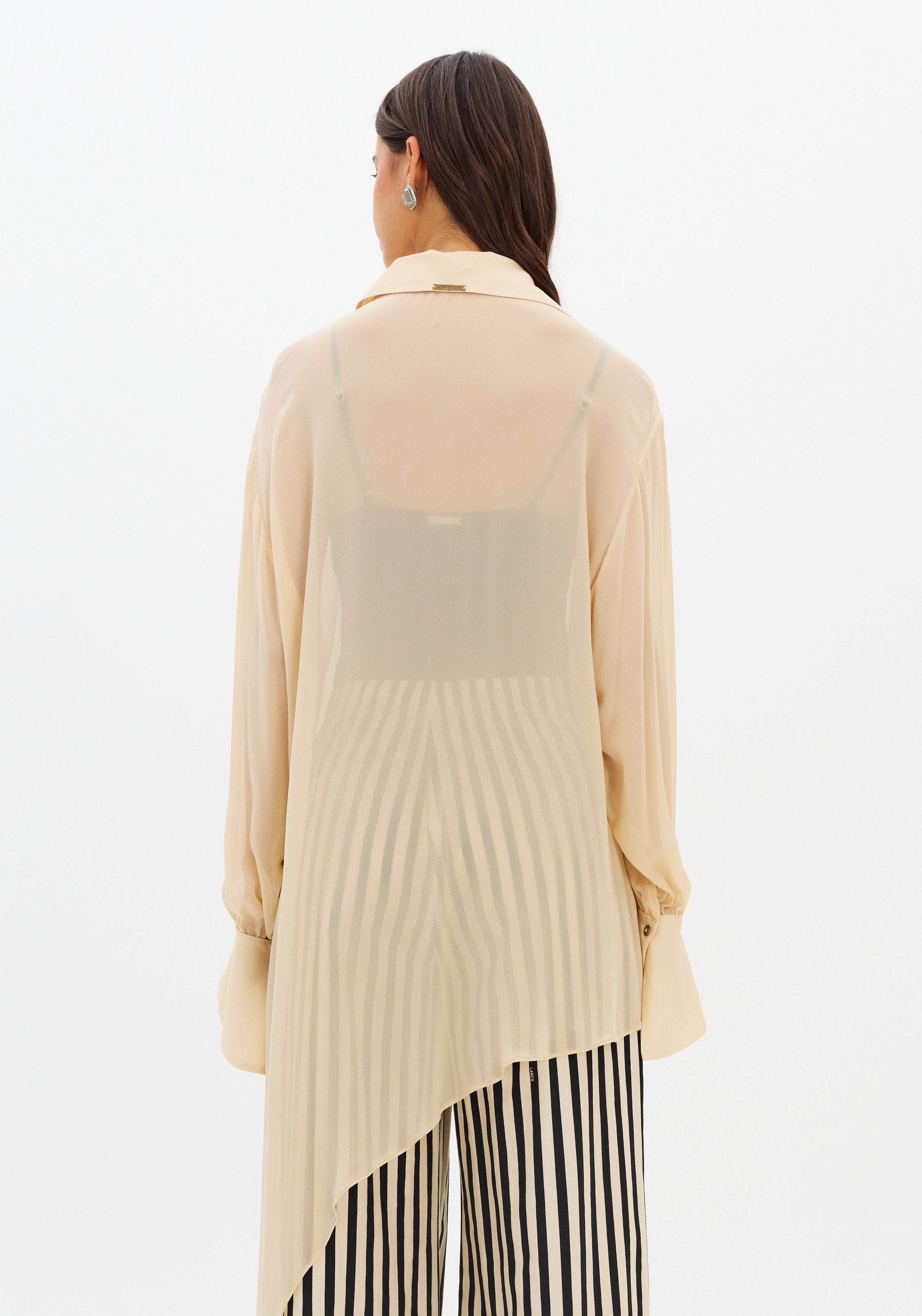 LP Light Beige Asymmetrical Chiffon Shirt