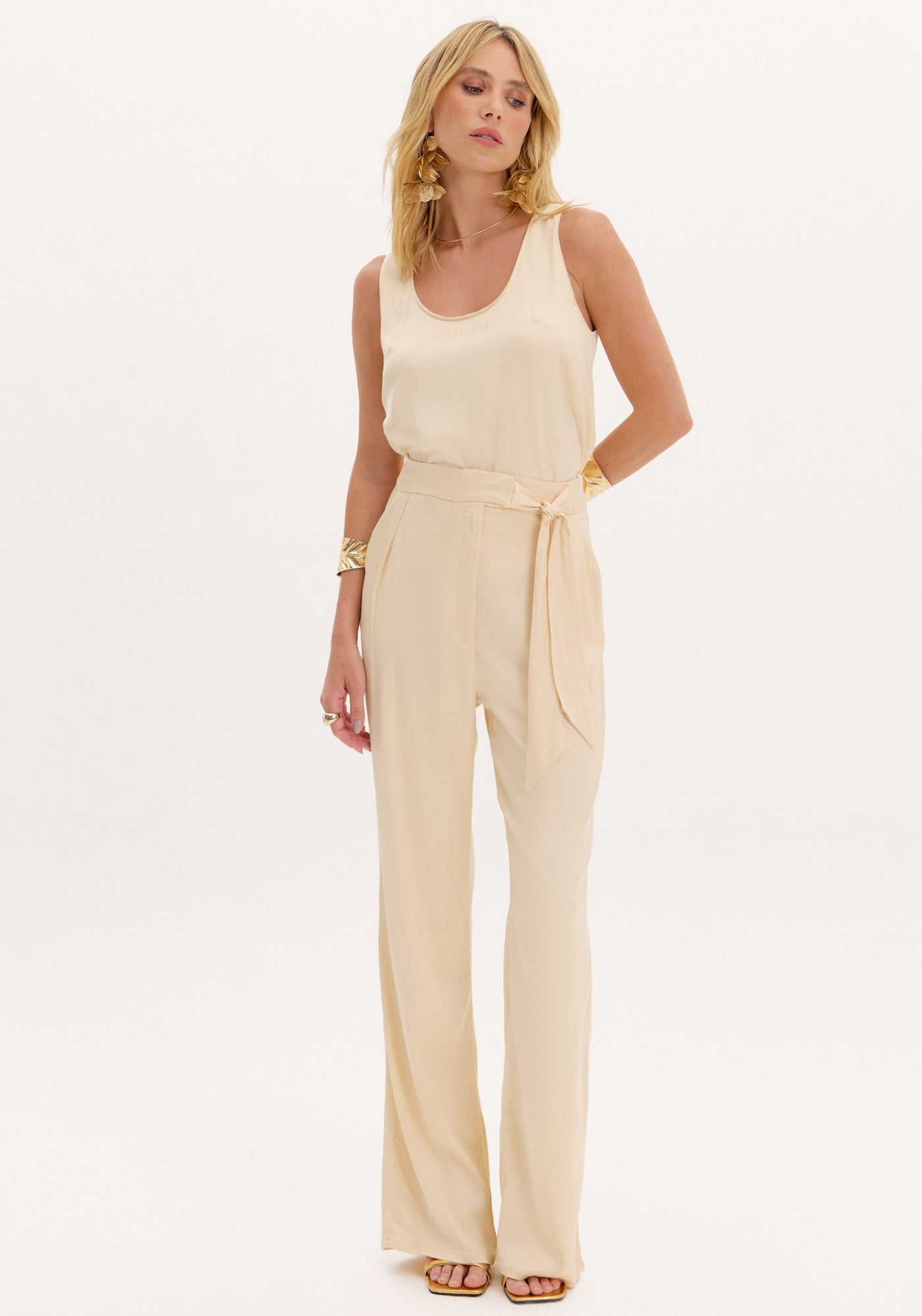 AM Wide Leg Pants with Tie Detail