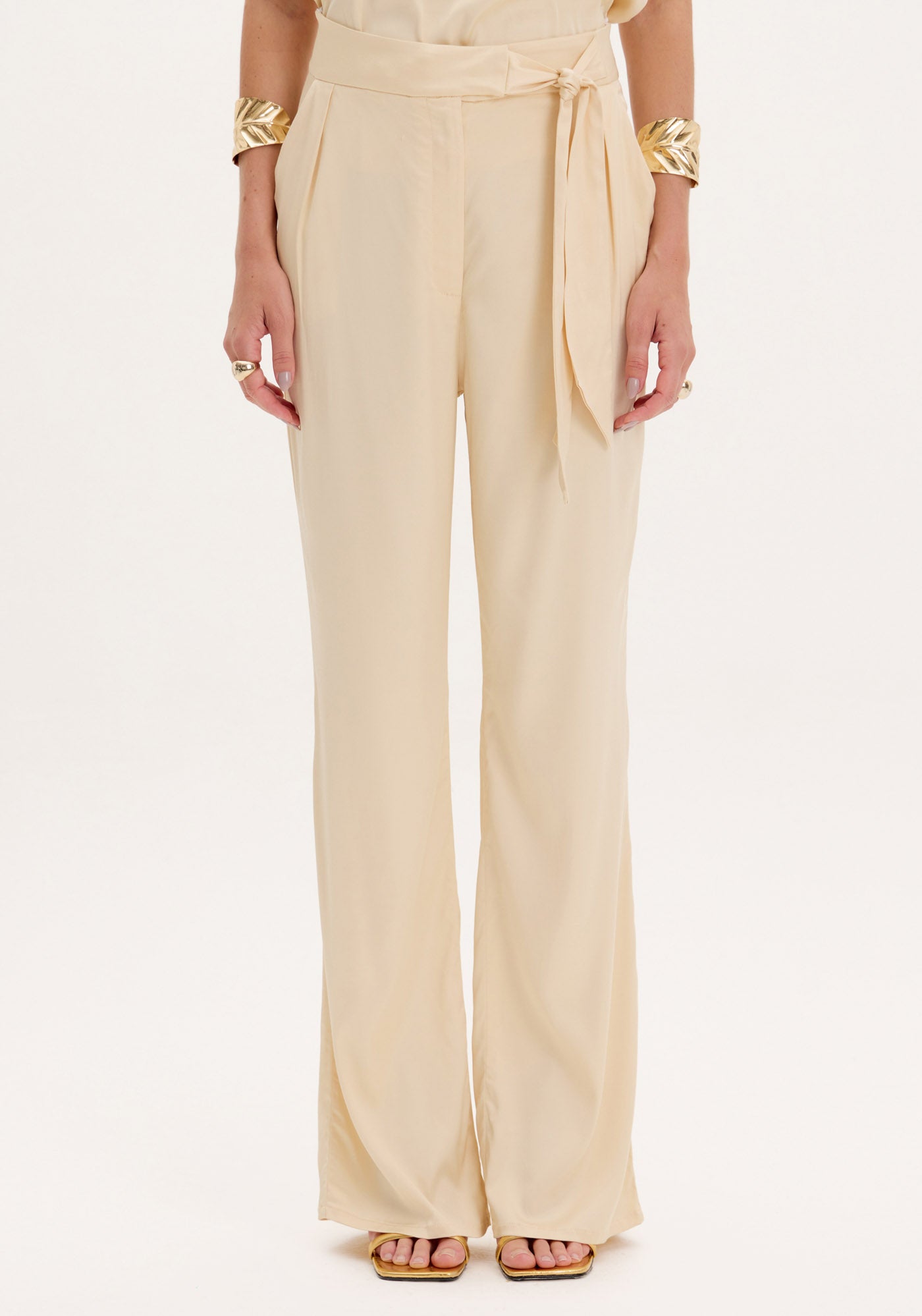 AM Wide Leg Pants with Tie Detail