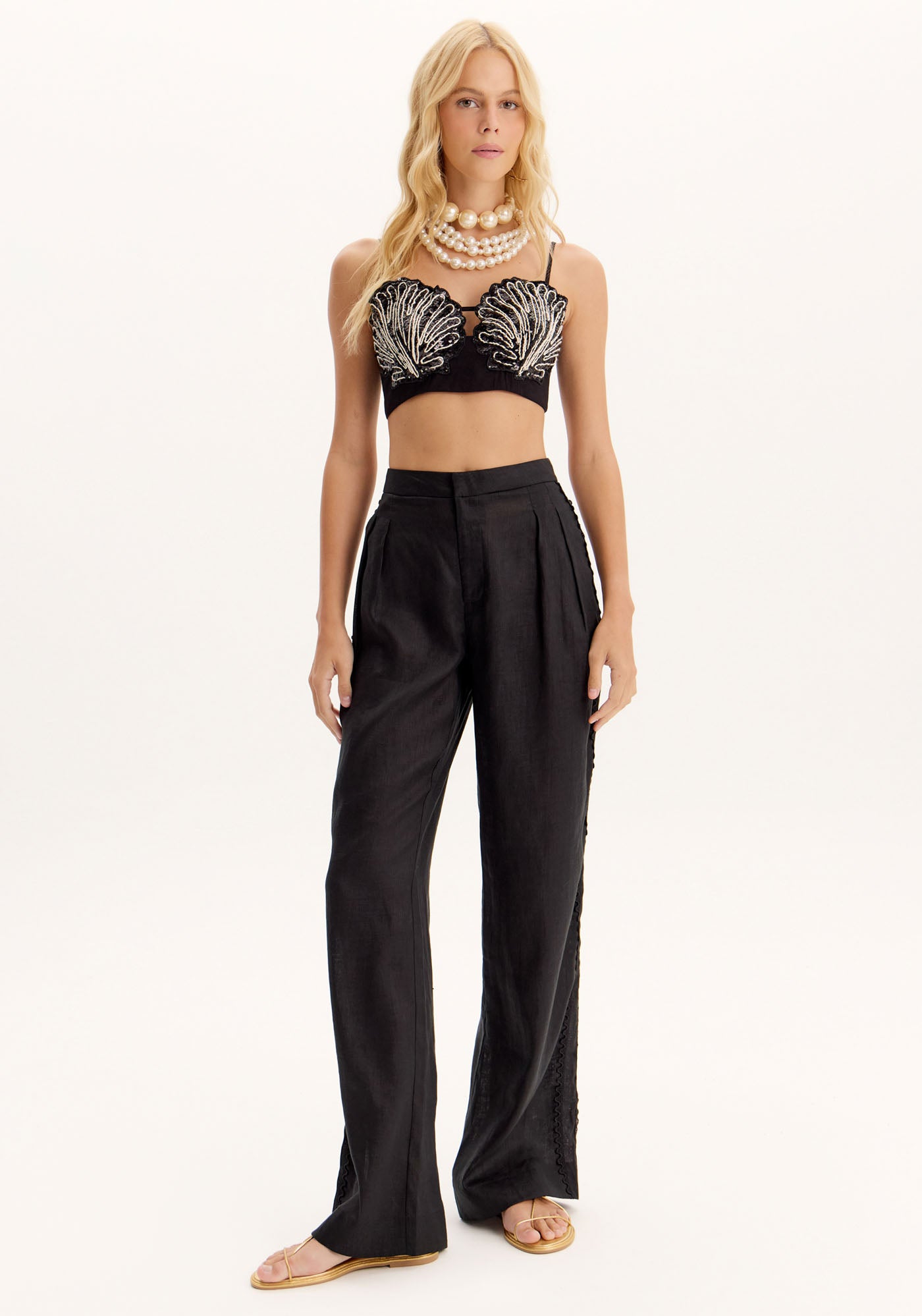 AM Black Cropped Blouse
