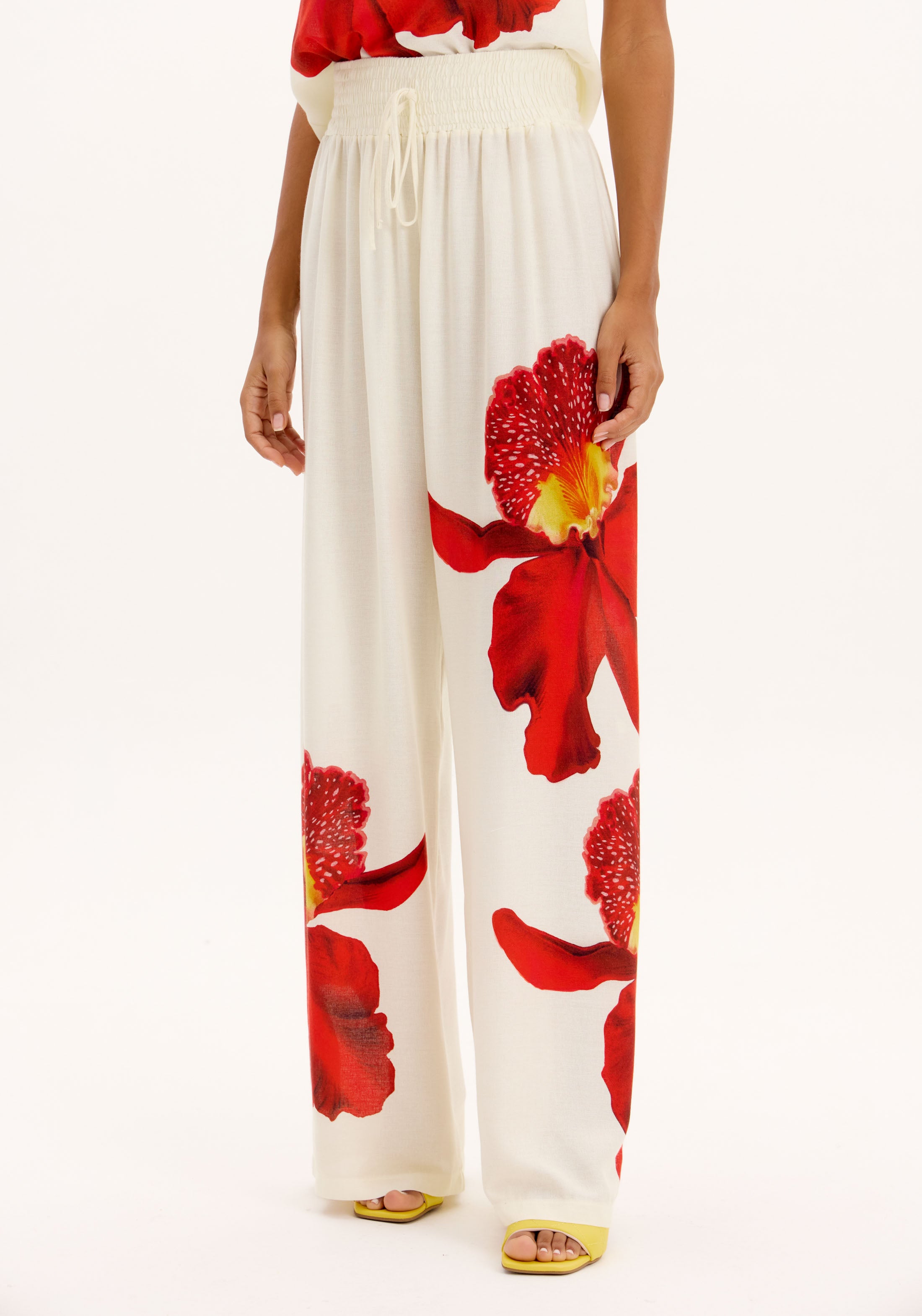 LP White Pants with Orchid Detail