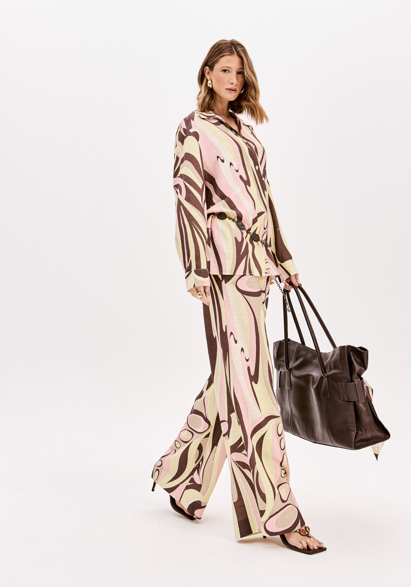 LP Beige Printed Wide Leg Pants