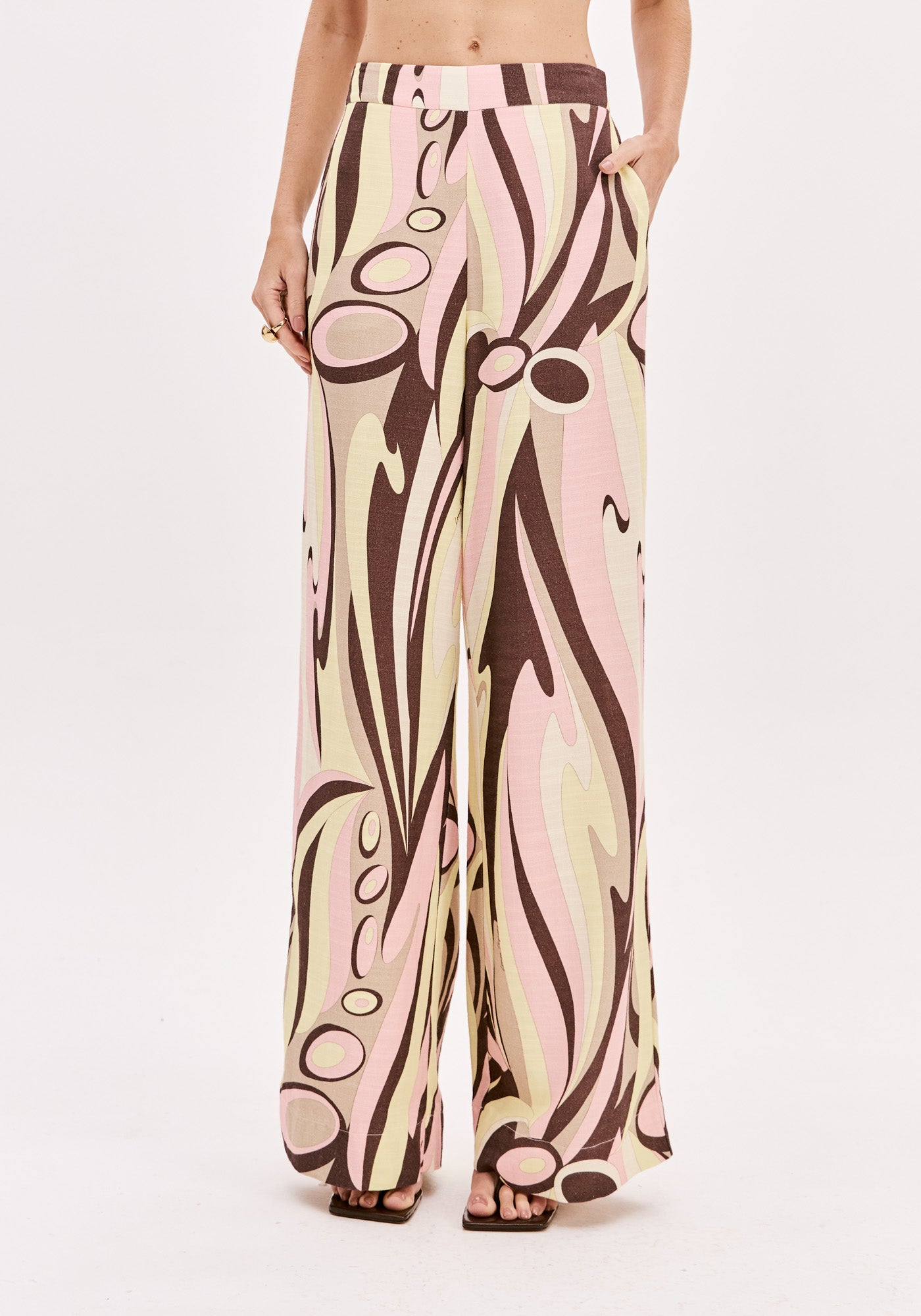 LP Beige Printed Wide Leg Pants