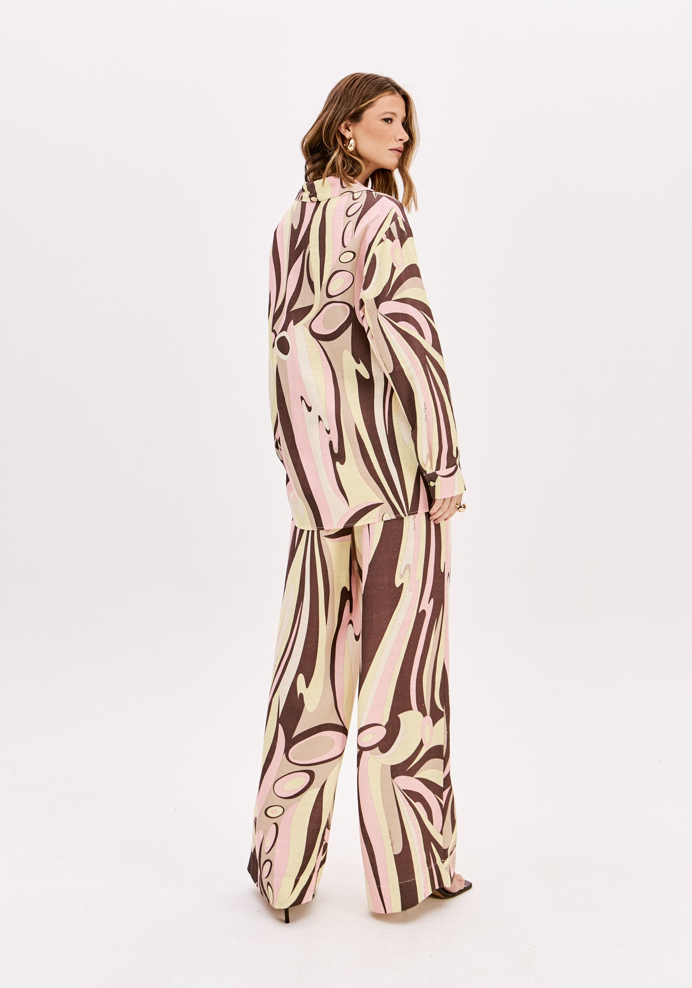 LP Beige Printed Wide Leg Pants