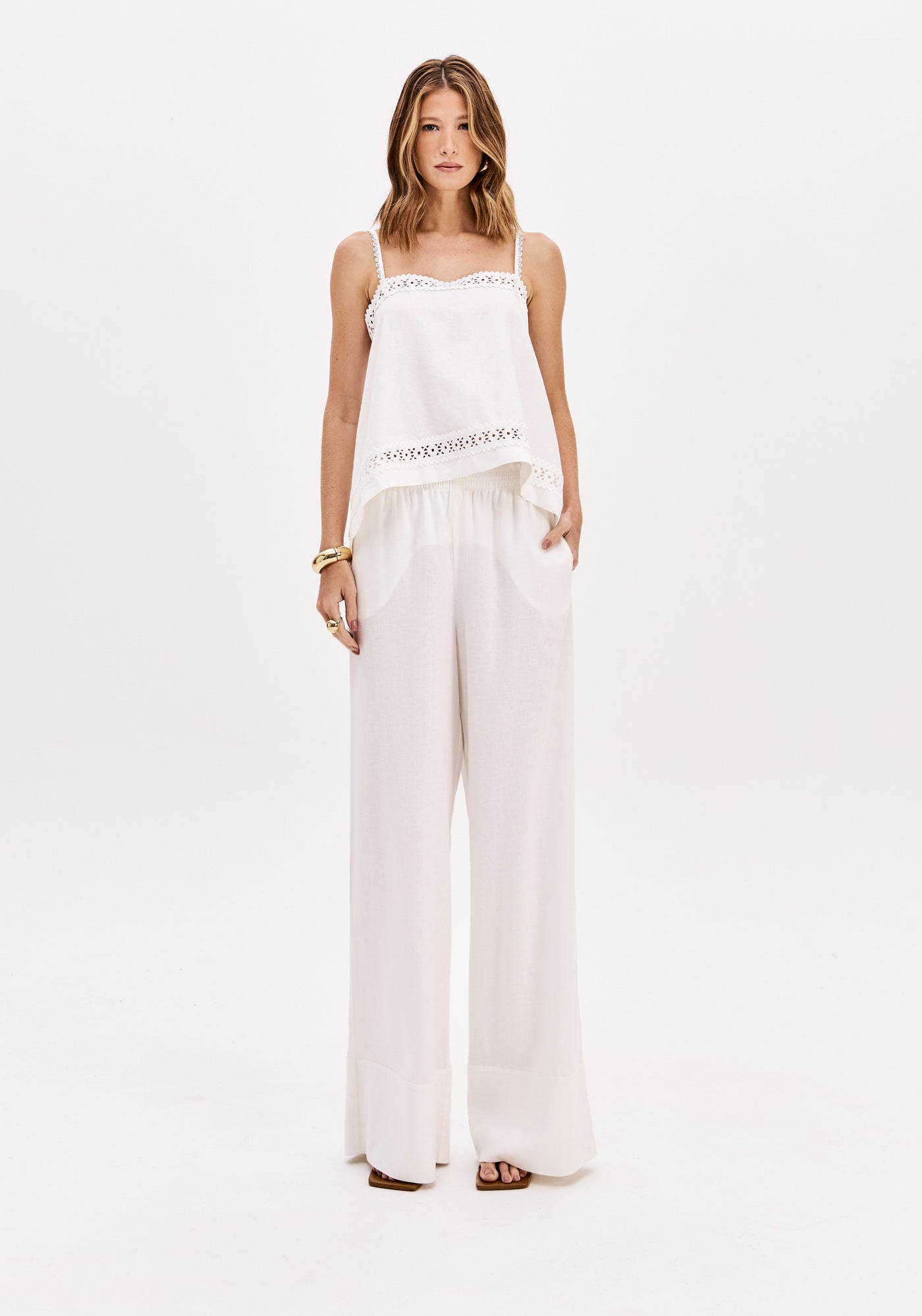 LP White Wide Leg Linen Pants