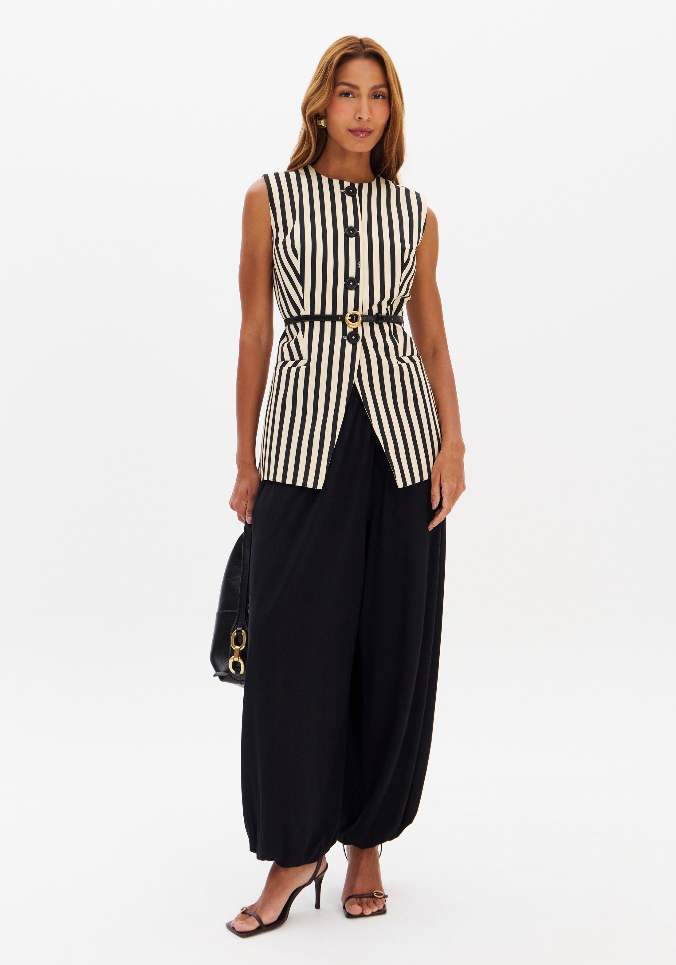LP White Stripped Vest
