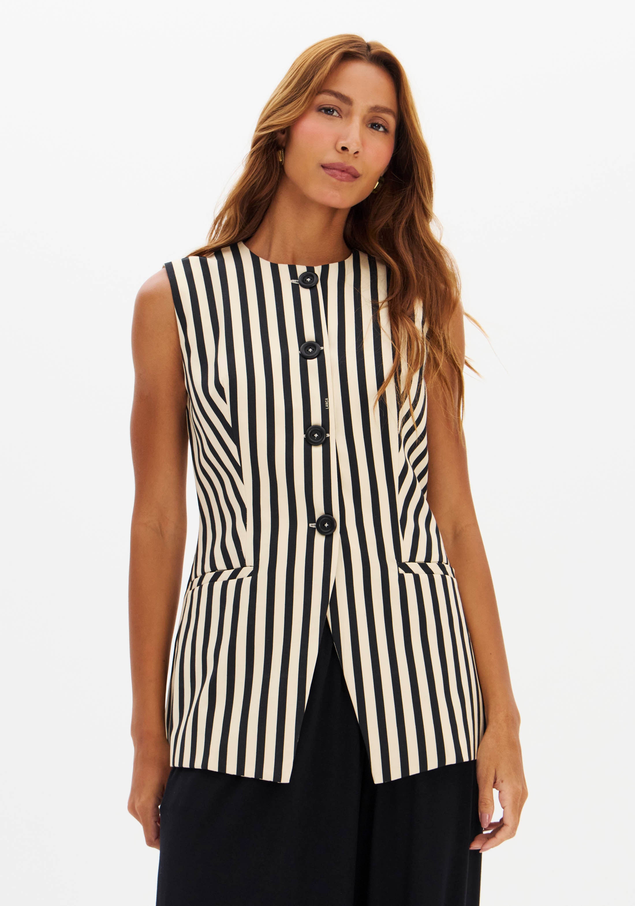 LP White Stripped Vest