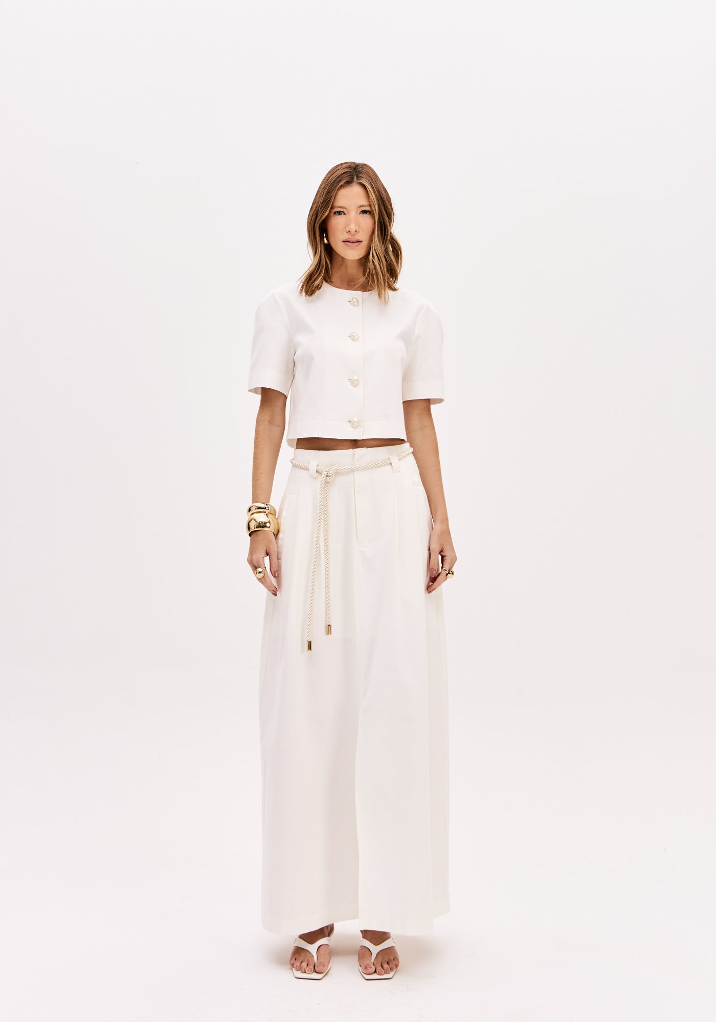 LP White High Waisted Midi Skirt
