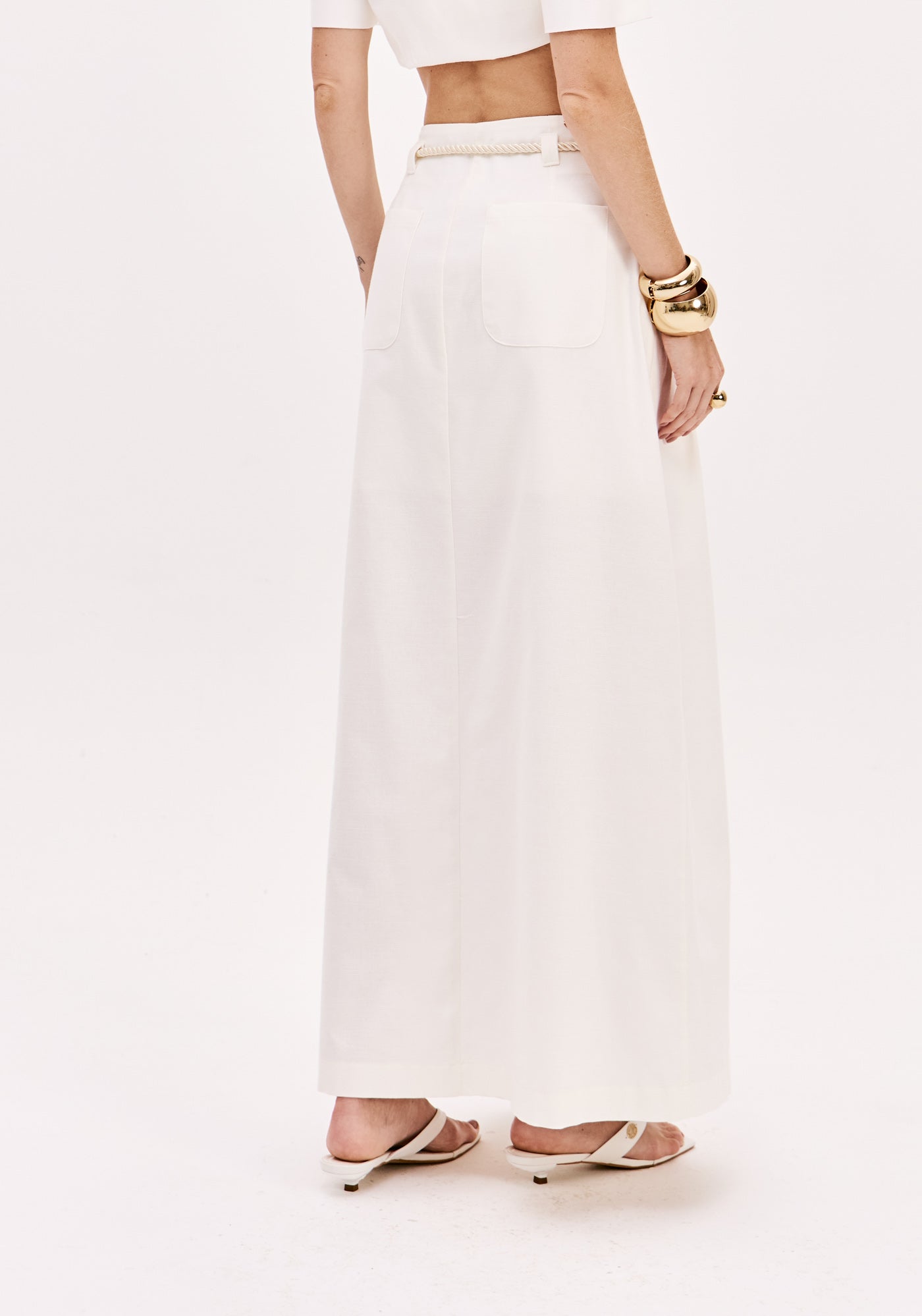 LP White High Waisted Midi Skirt