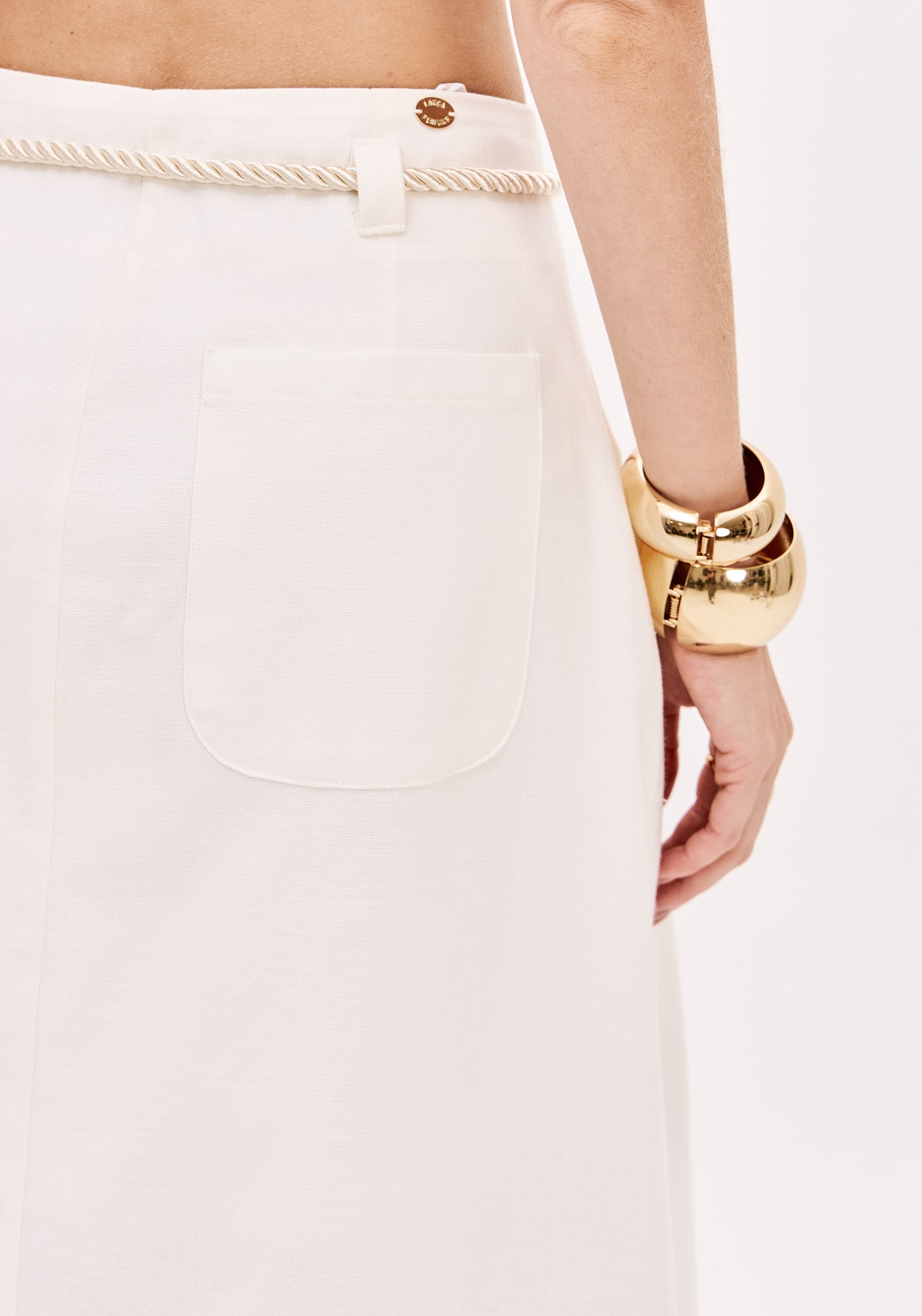LP White High Waisted Midi Skirt