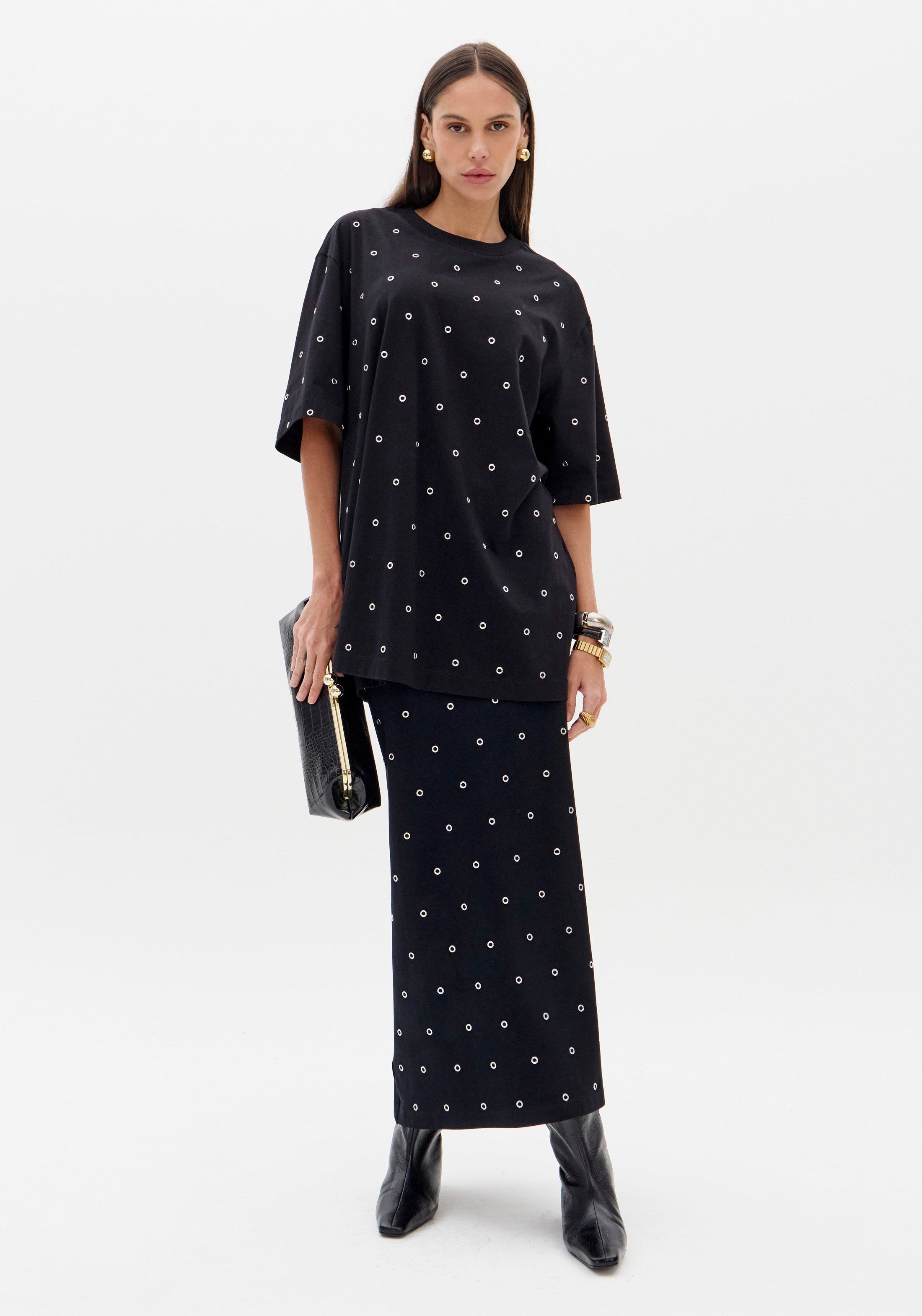 LP Black Skirt Set With Silver Studs