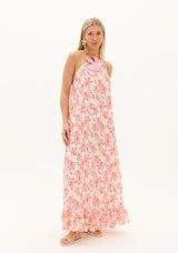 AM Long Dress with Pink Orchid Print