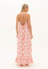 AM Long Dress with Pink Orchid Print