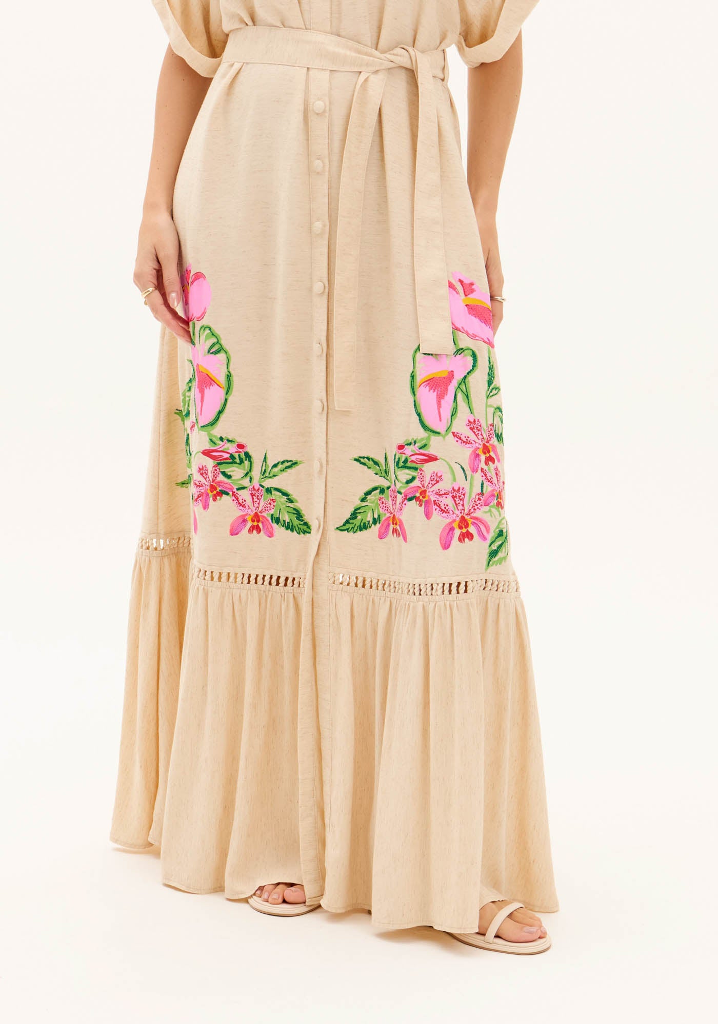 AM Embroidered Long Chemise Dress