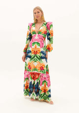 AM Long Dress with Orchid Print