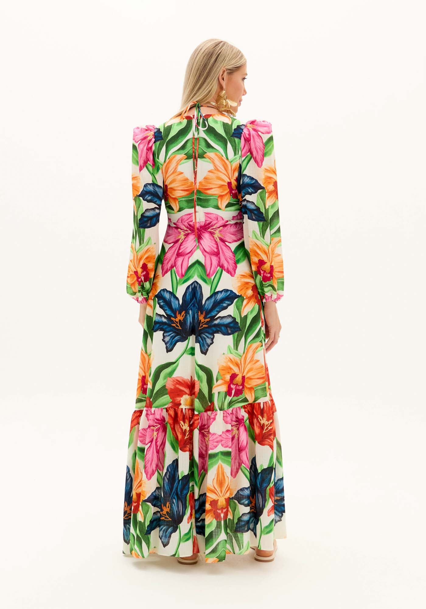 AM Long Dress with Orchid Print