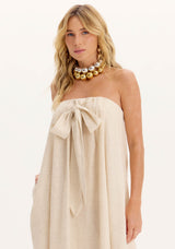 AM Beige Long Dress with Painted Hem