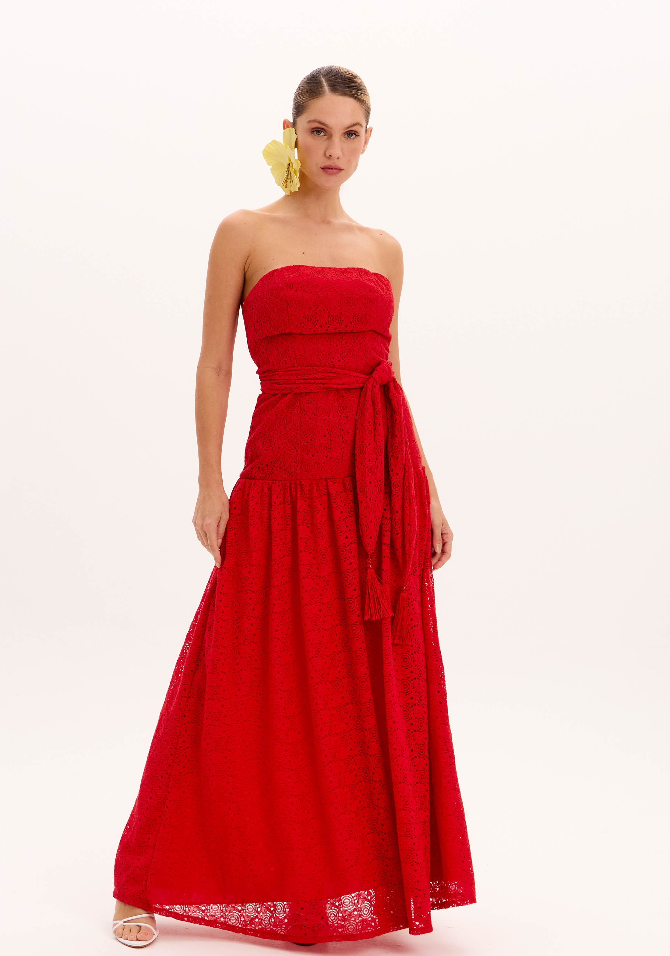 LP Red Lace Long Dress