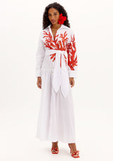 LP White Long Dress with Coral Detail