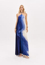 LP Long Blue Printed Dress