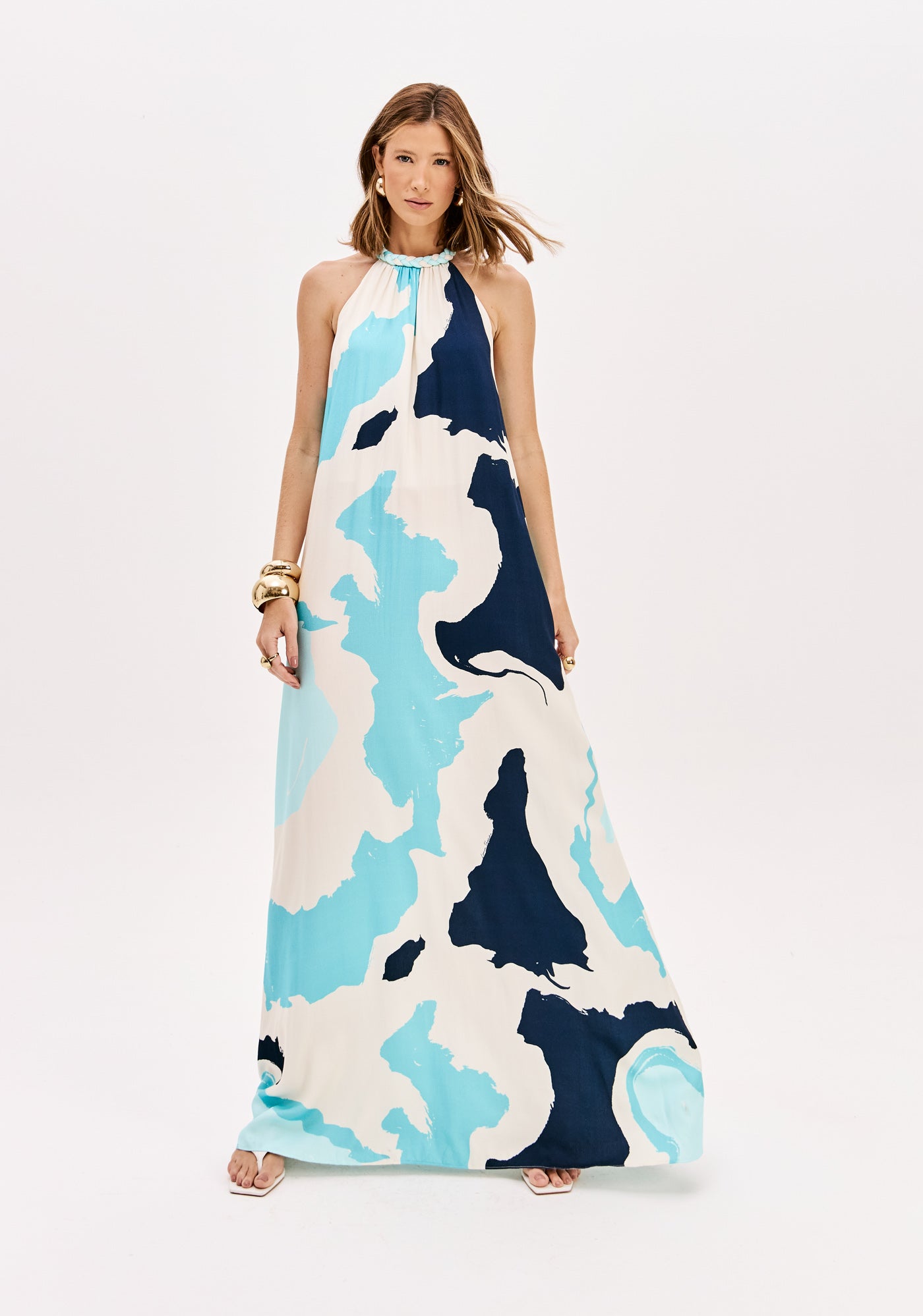 LP Light Blue Long Printed Dress