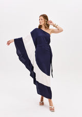 LP Midi One Shoulder Navy Dress