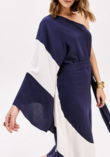 LP Midi One Shoulder Navy Dress