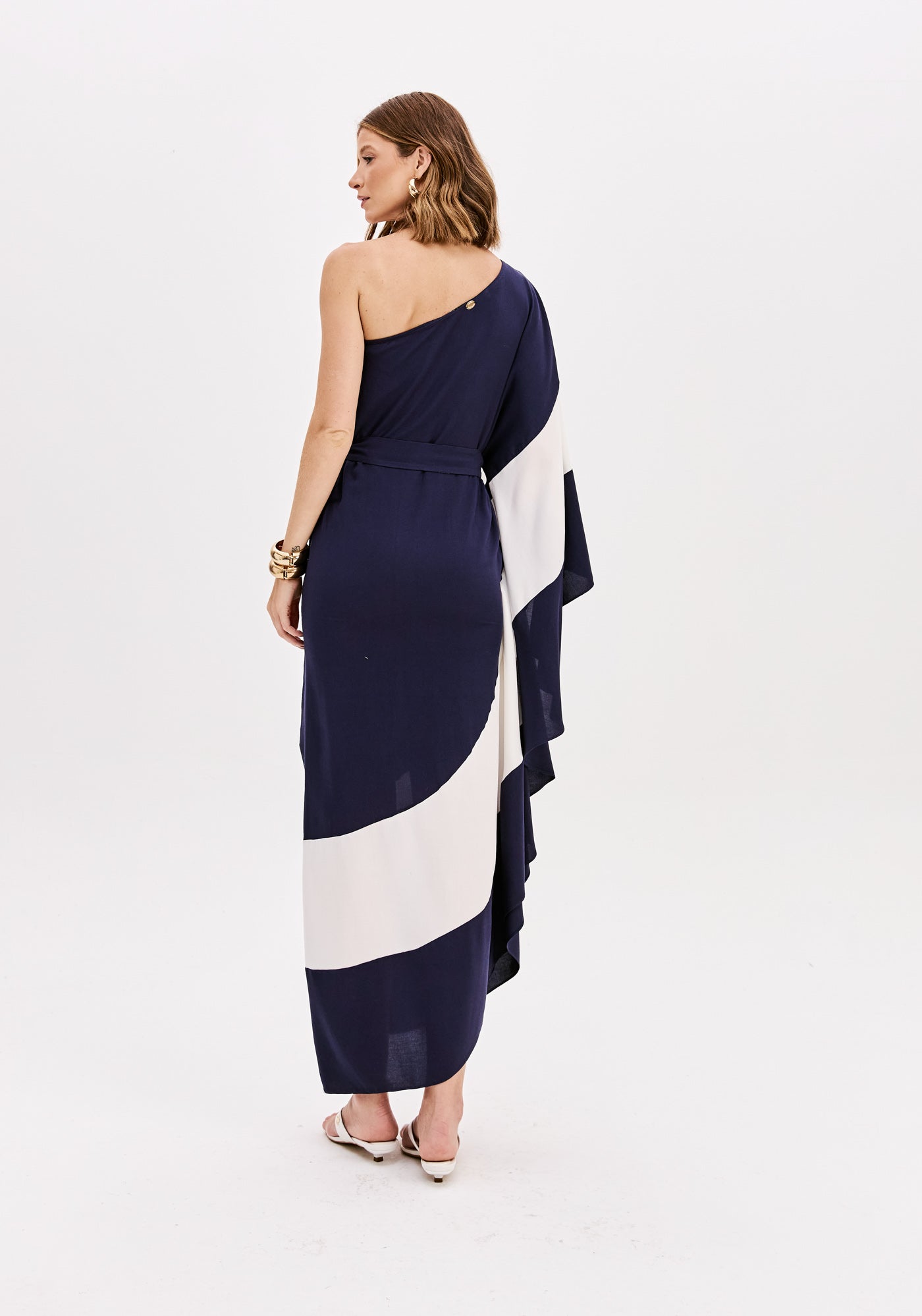 LP Midi One Shoulder Navy Dress