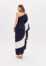 LP Midi One Shoulder Navy Dress