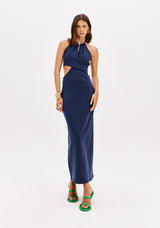 LP Midi Navy Backless Dress